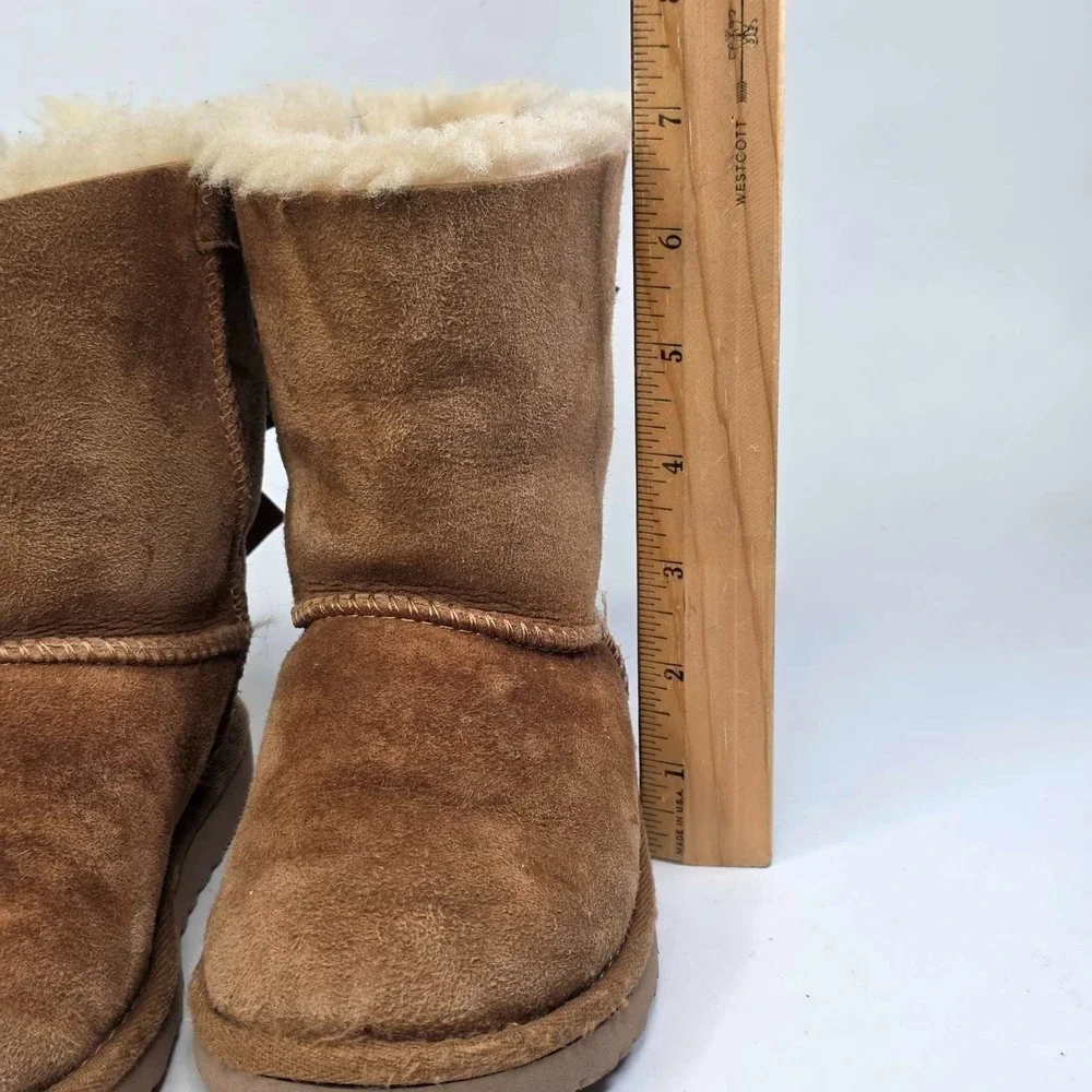 UGG Bailey Bow II Toddler Boots Size 12 Chestnut Brown Suede Sheepskin Shoes